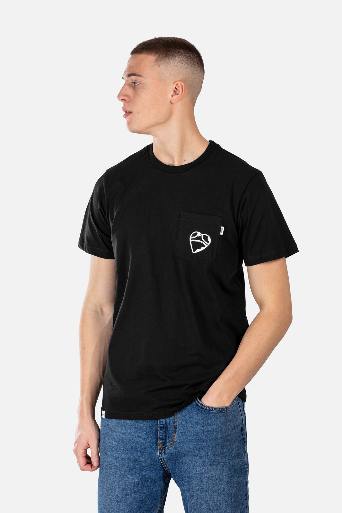 Heart Pocket T-Shirt - Deep Black - Reell Pakistan