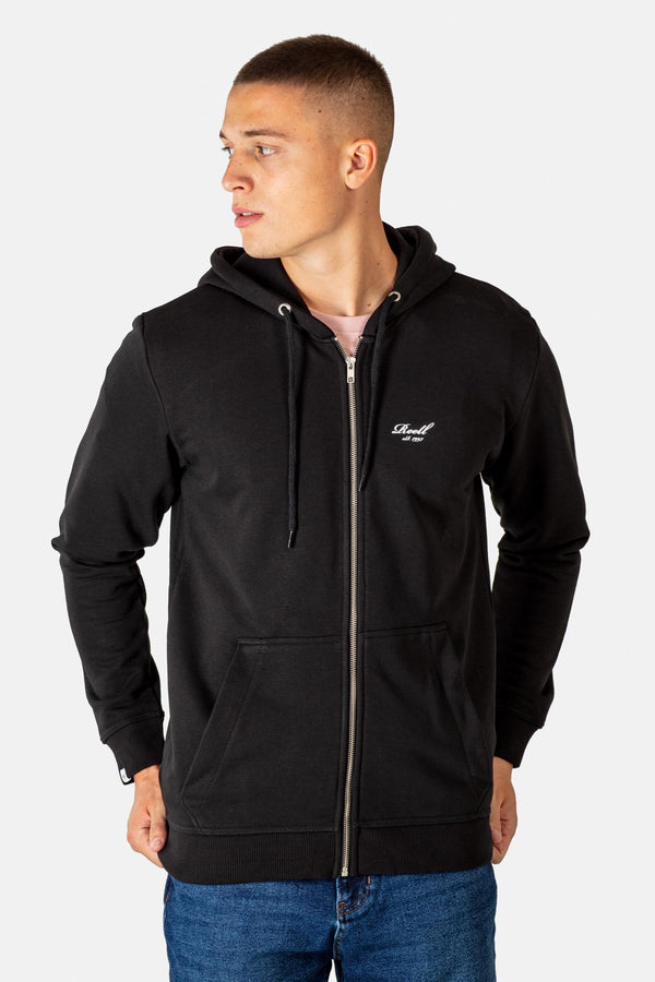 Regular Logo Zip Hoodie - Deep Black - Reell Pakistan
