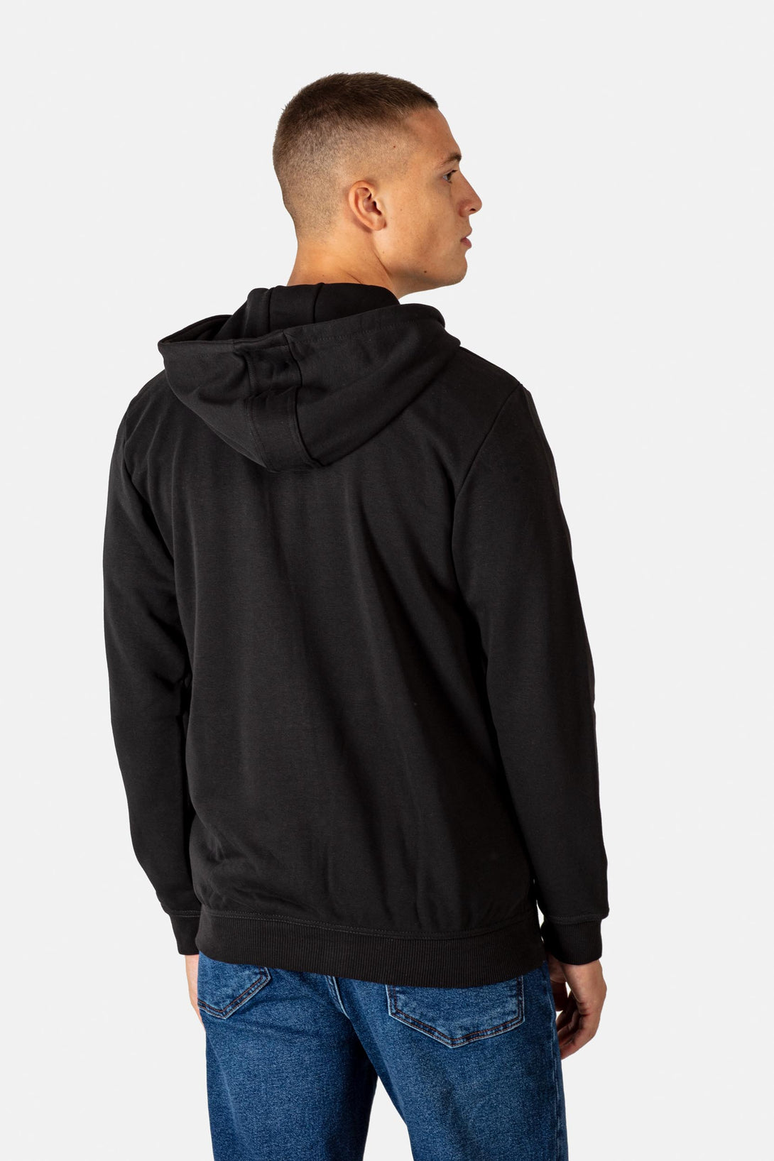 Regular Logo Zip Hoodie - Deep Black - Reell Pakistan