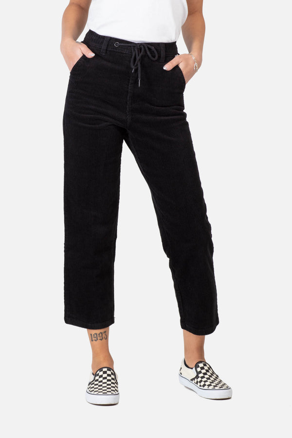 Reflex Women Loose Chino Corduroy - Black - Reell Pakistan