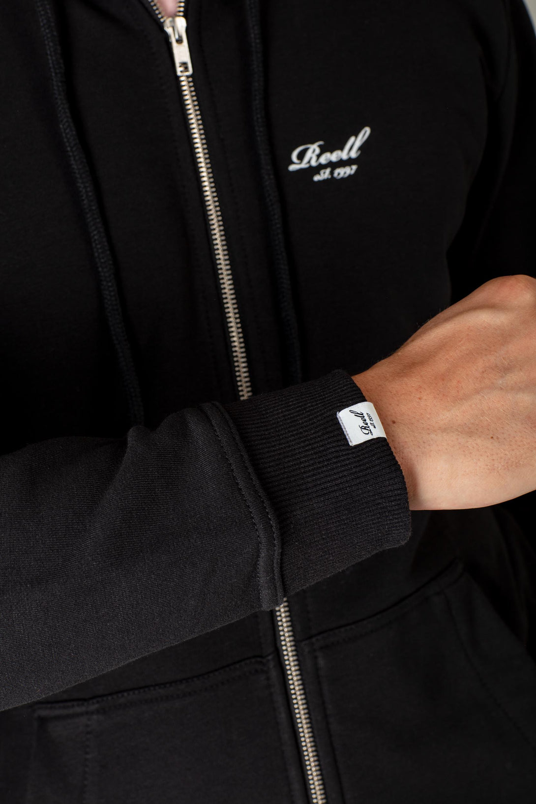 Regular Logo Zip Hoodie - Deep Black - Reell Pakistan