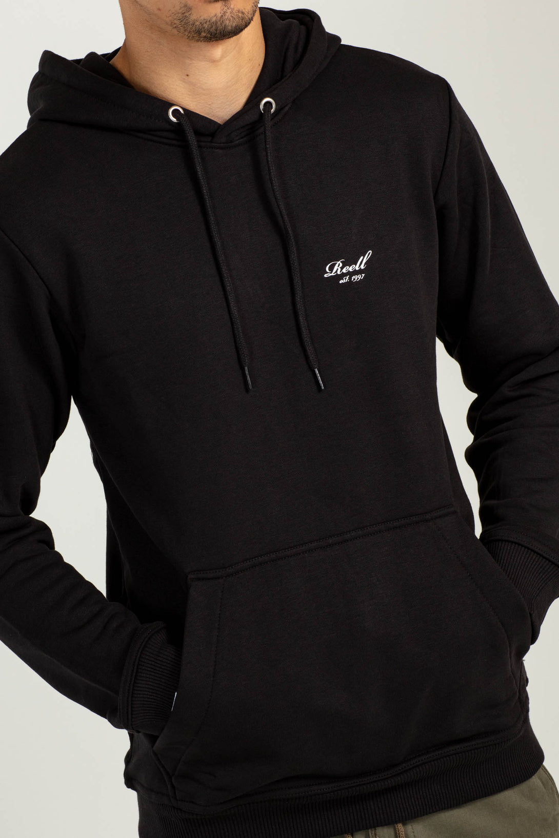 Terry Logo Hoodie - Deep Black - Reell Pakistan