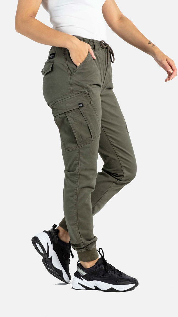 Reflex Women Rib Cargo - Olive - Reell Pakistan